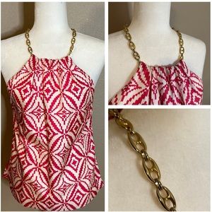 Milly hot pink and white silk halter top - perfect condition, size 2
